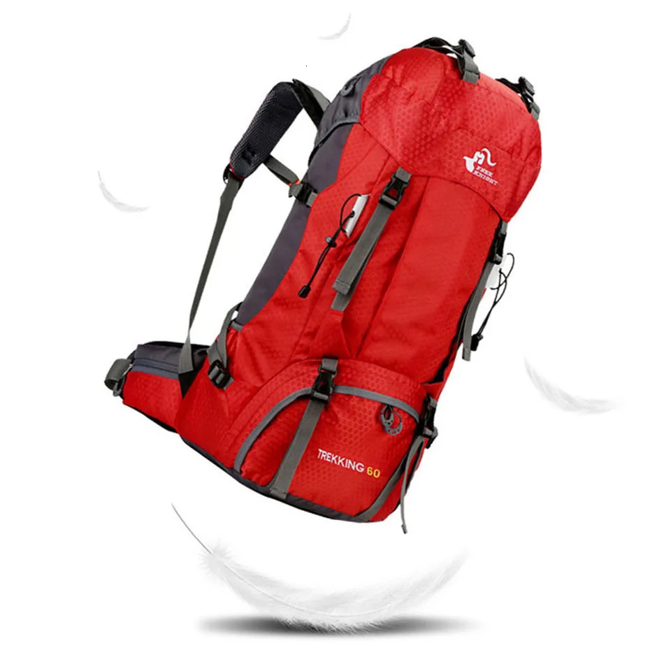 60L Man Woman Hiking Camping Backpacks Waterproof Hike Travel Outdoor Bag For Climbing Trekking Sports Rucksack Bags Rain Cover 241127