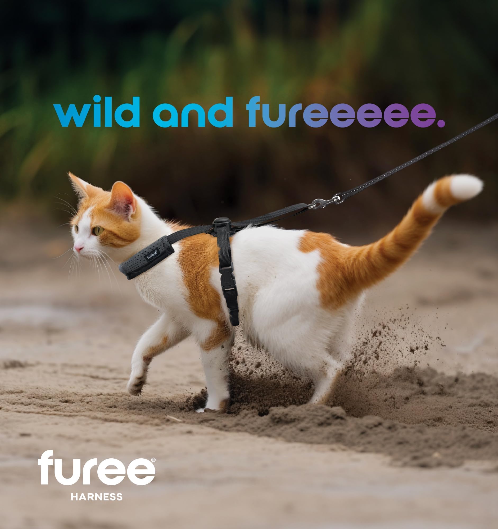 Furee Push-Button Adjustable Harness for Cats, Non-Bulky, Escape-Proof, Anti-Flop Over, Fully Adjustable Harness for Pets, Also for Small Dogs, Bunnys