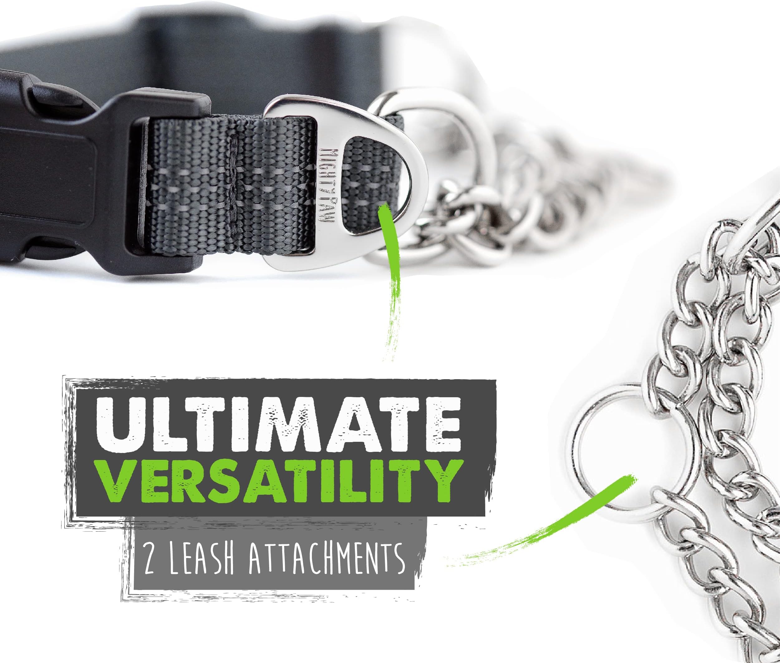 Mighty Paw Martingale Dog 2.0 | Trainer Approved Limited Slip with Stainless Steel Chain Heavy Duty Buckle Modified Cinch Collar for Gentle & Effectiv