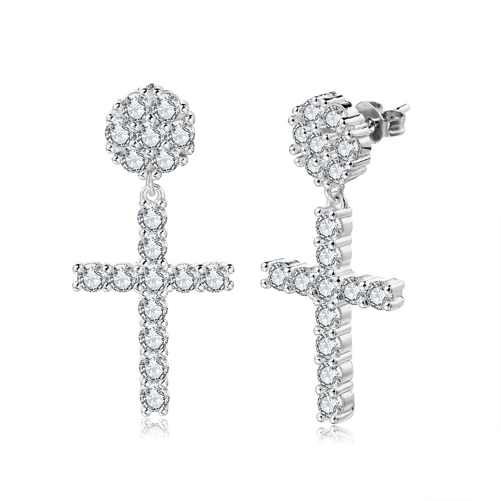 Choucong Hip Hop Dangle Earrings Luxury Jewelry 925 Sterling Silver Gold Fill Round Cut 5A Cubic Zircon CZ Diamond Elegant High Quality Party Woemn Cr