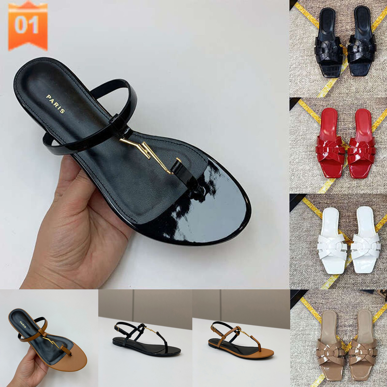 Designer Slippers Tribute Rubber Slides Leather Flat Heels Claquette For Female Womens Summer Outdoor Shoes Fashion Sandals Sandles 35-42 Flip Flops f3