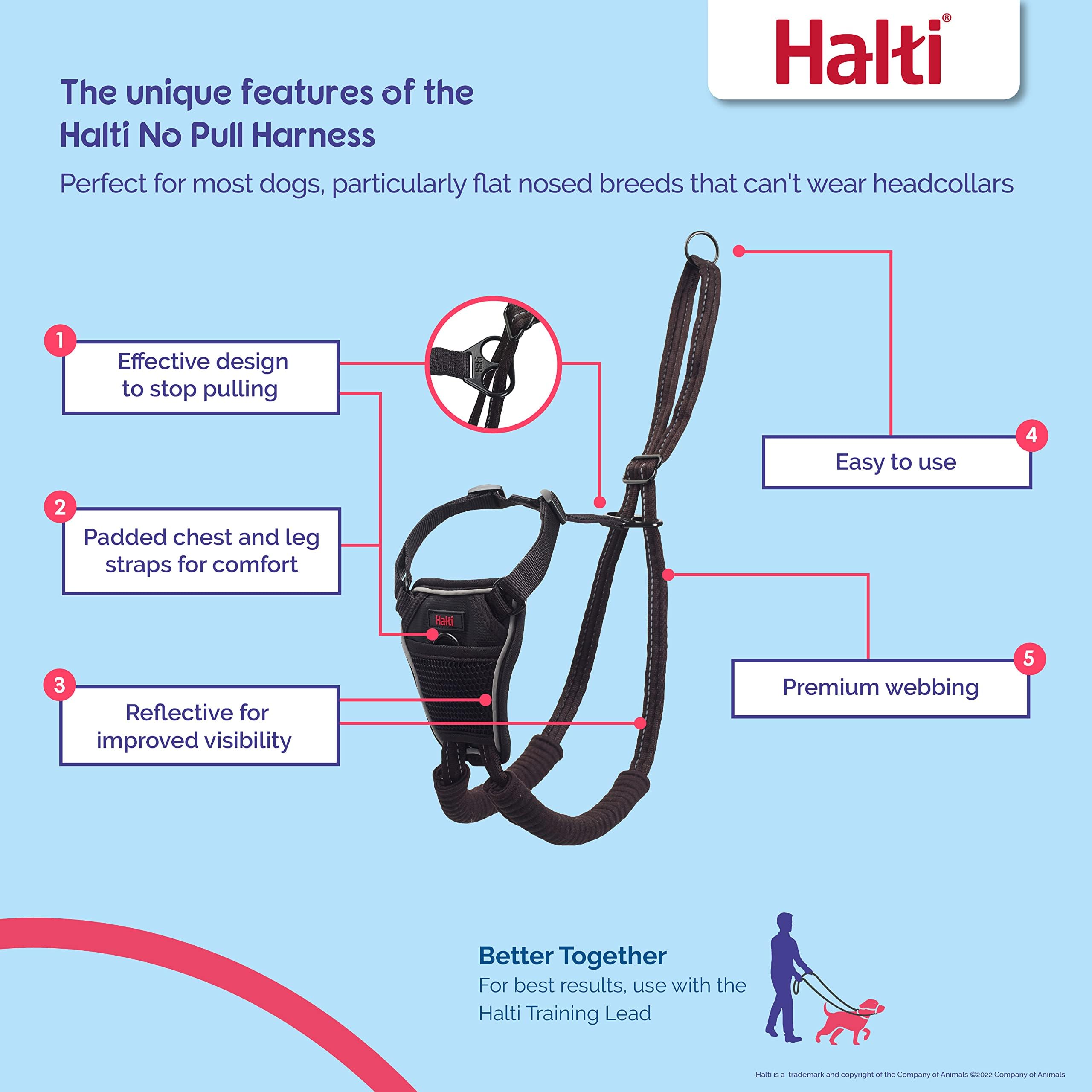 HALTI No Pull - To Stop Your Pulling on the Leash. Adjustable, Lightweight and Easy to Use. Reflective Dog Training Harness for Dogs (Size S
