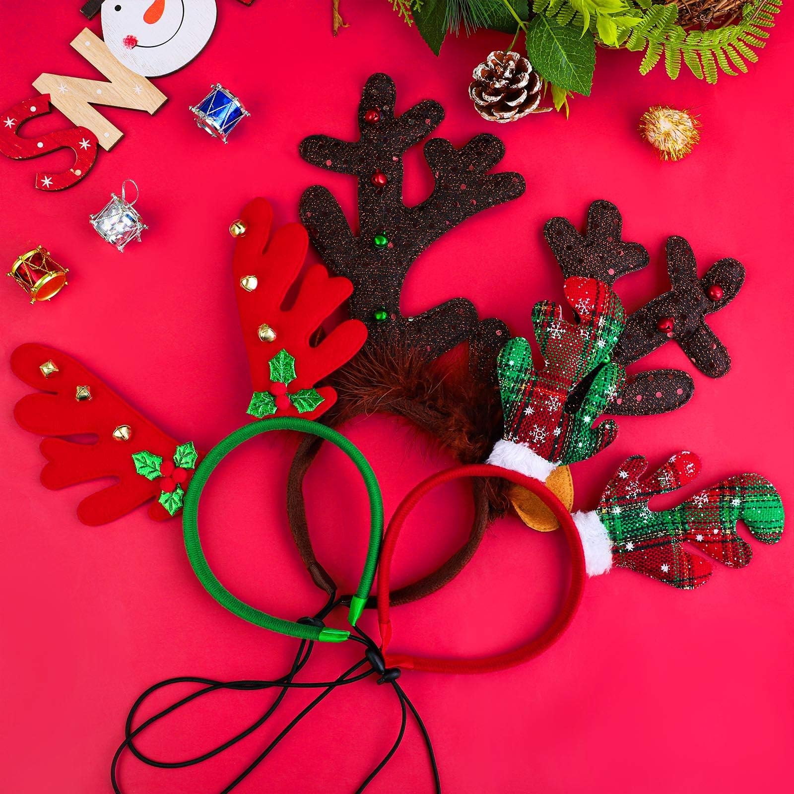 Aneco 3 Pack Christmas Reindeer Dog Headband Puppy Xmas Antlers Headwear Holiday Pet Costume Accessory