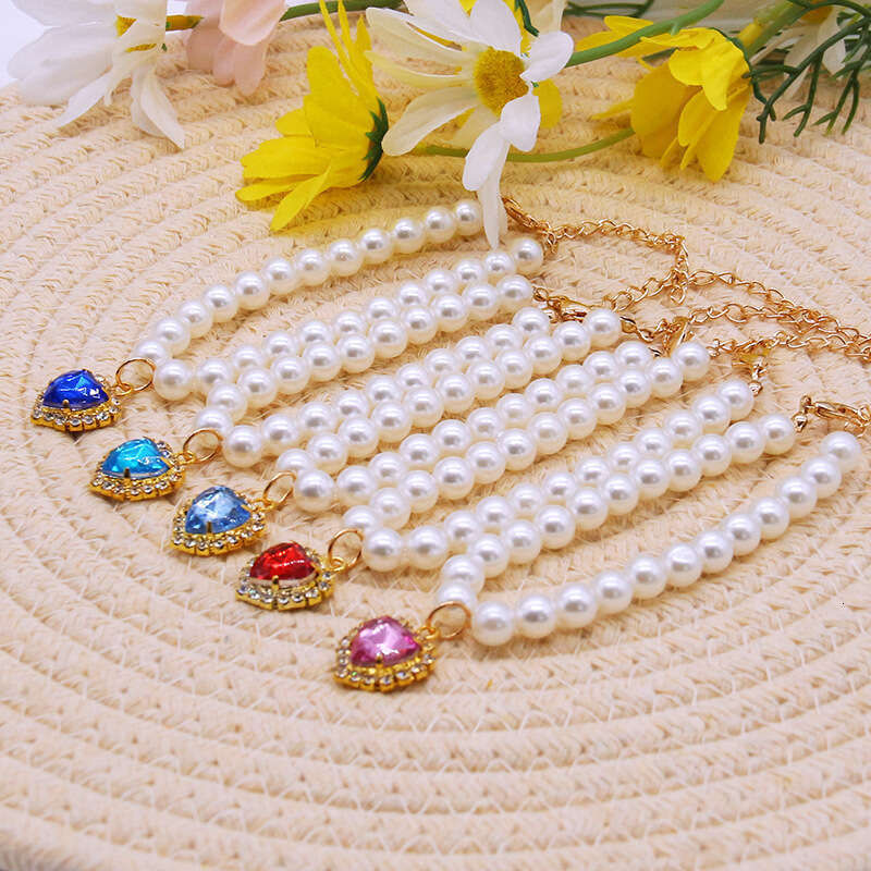 New Collar Decoration Cute Exquisite Neck Kitten Adjustable Summer Cat Necklace High Simulation Pearls Pet Supplies