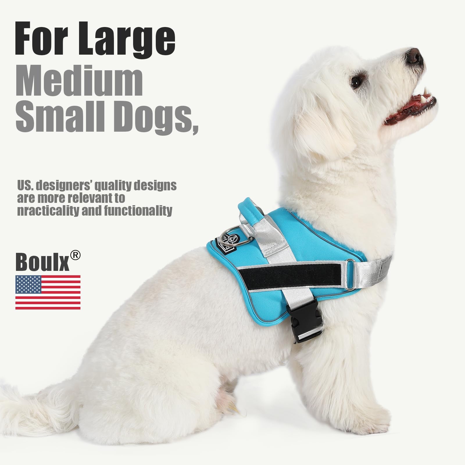 Bolux Harness, No-Pull Reflective Dog Vest, Breathable Adjustable Pet Harness with Handle for Outdoor Walking - No More Pulling, Ting or Choking ( (Pa