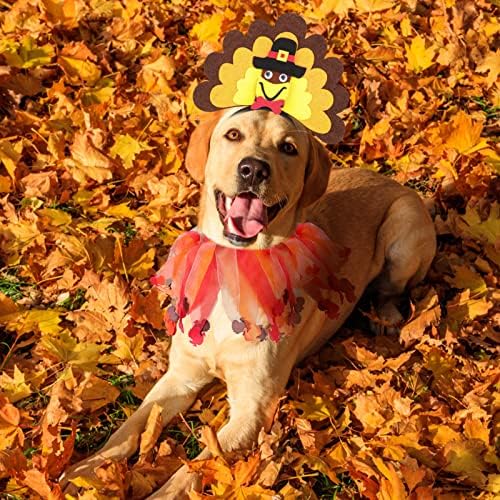 BWOGUE Costume Thanksgiving Dog Headband with Elastic Turkey Decorative Pet Collar Holiday Party Accessories Decoration for Medium Large Dogs