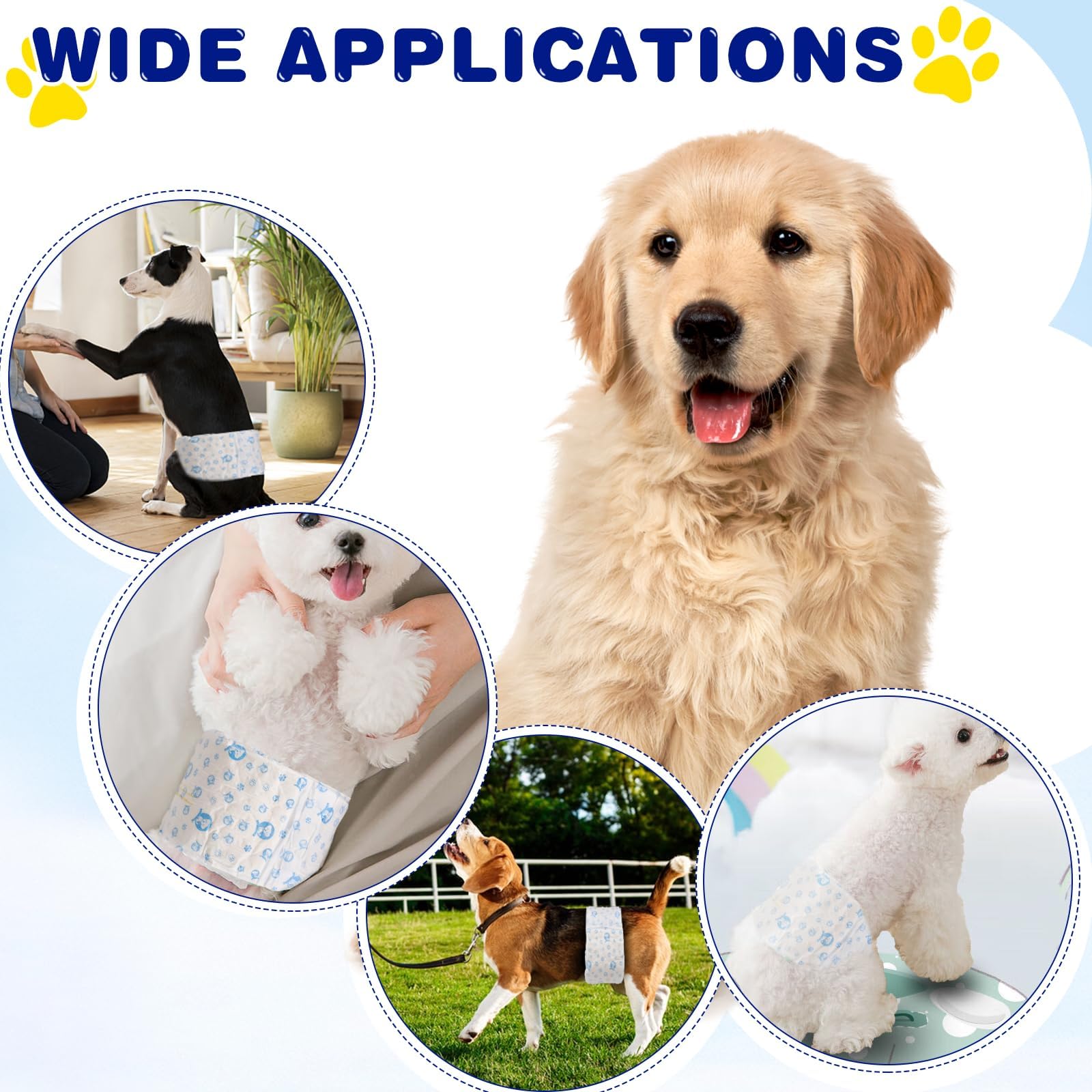 XPCARE 50 Count Disposable Male Dog Diapers, Male Dog Wraps,Super Absorbent Leak-Proof Fit