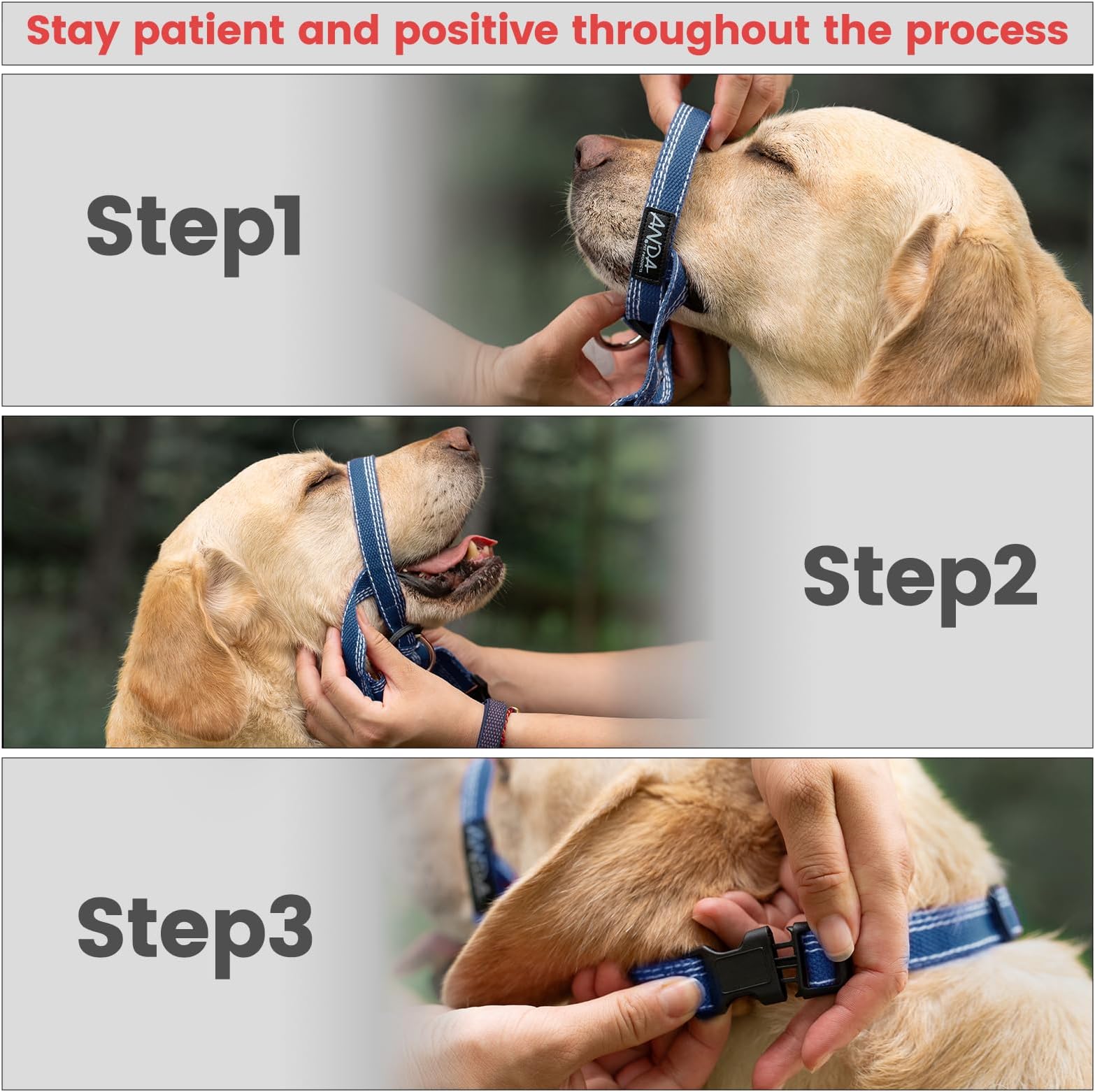 ANDA Gentle Leader Ultra-Light No-Pull Dog Headcollar: Adjustable, Breathable Comfort, Prevents Explosive Rushes, Ideal for Daily Use