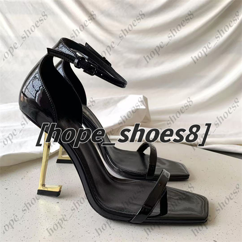 Designer Sandals High heels Luxury heels shoes Paris Dress Classics Metal Letters Women 8cm 10cm Heels Open Black Golden Gold Wedding Bottoms Size 35-42
