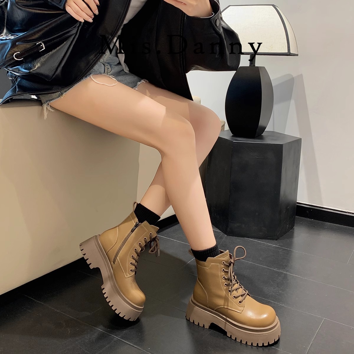 Genuine BeauToday Leather Ankle Boots Women Metal Eyelets Side Zip Round Toe Motorcycle Booties New Lady Shoes Plus Size 03686 8d0c