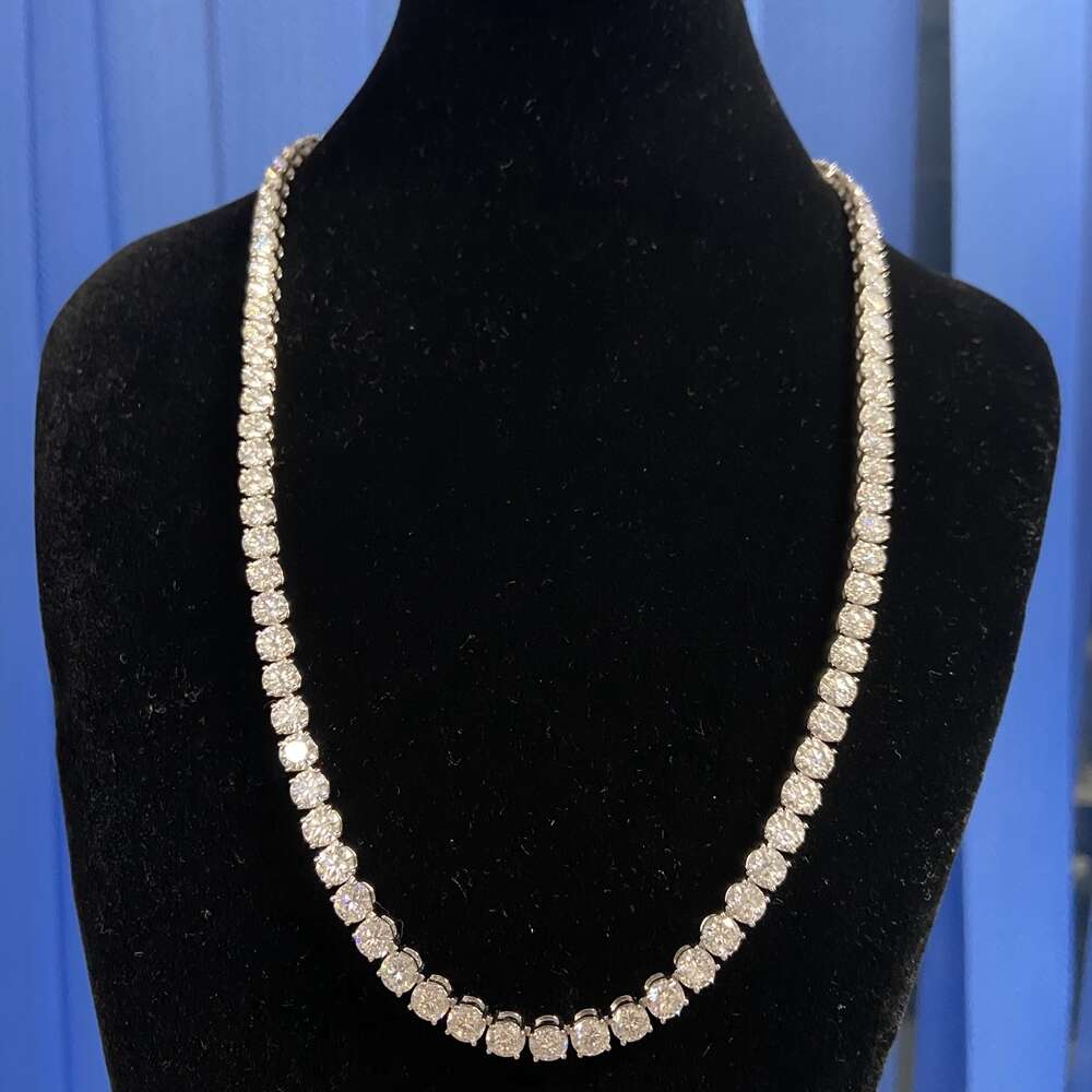 Hq Gems 18 Inch 5mm 925 Sterling Silver Iced Out Moissanite Diamond Hip Hop Jewelry Tennis Necklace Chain for Men