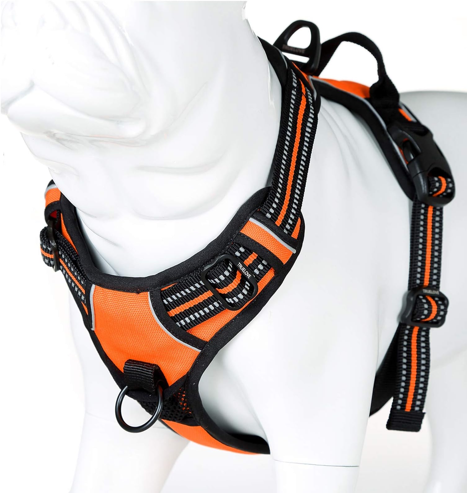 JUXZH Soft Front Dog .Best Reflective No Pull Harness with Handle and 2 Leash Attachments