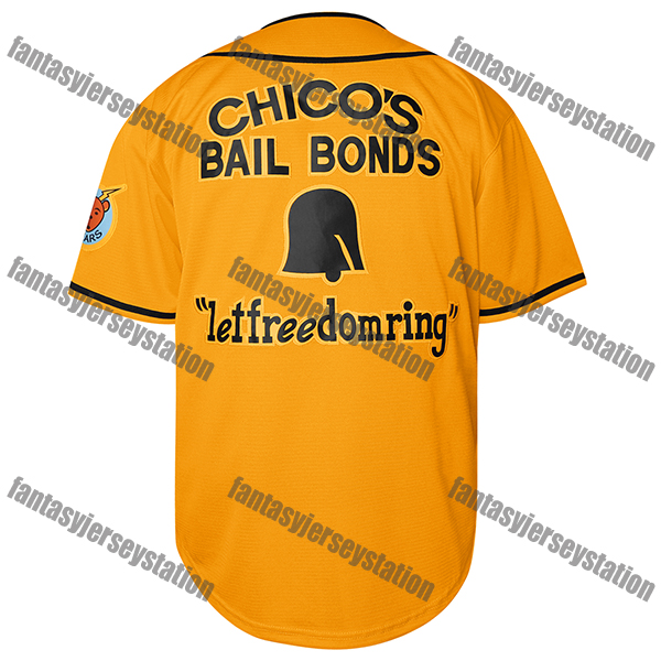 Men's Polyester Baseball Jersey Bad News Bears #3 Yellow Tanner Boyle Chico'S Bail Bonds Embroidered V-Neck, Breathable Button-Up Shirt for 