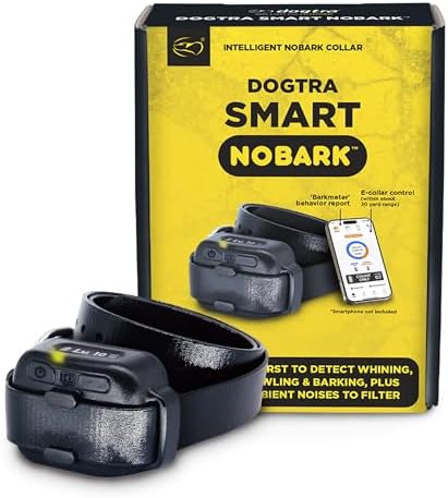 Dogtra Smart NOBARK, detects Whining and Barking, App Control e-Collar, Usage Notification, Behavior Report, Waterproof(IPX9K), 30 Yard Range, Compact