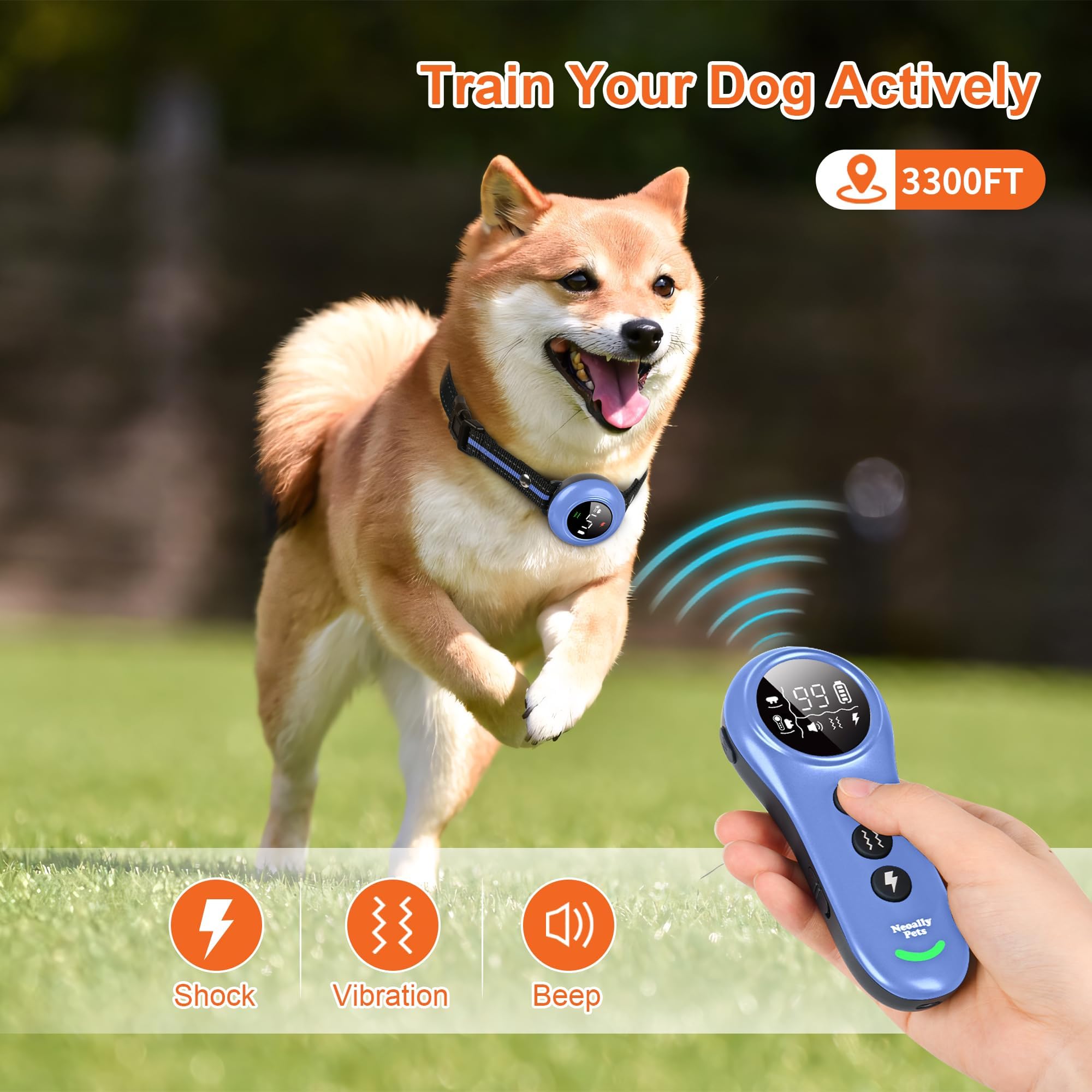 Neoally 2 in 1 Dog Training Bark Control Collar: Smart Anti Barking Collar with No Remote for 5-150 lbs Small Medium Large Dogs. Rechargeable and Wate