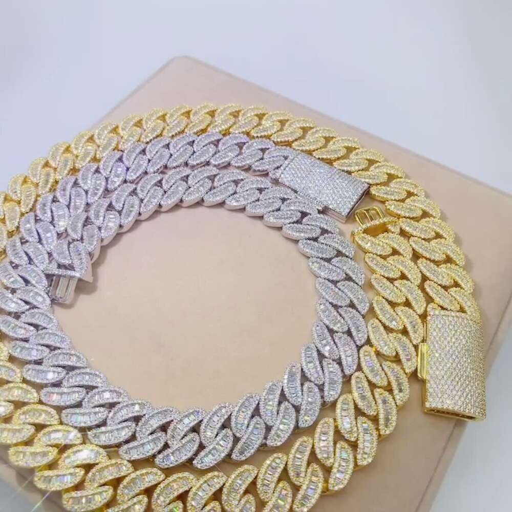 Ysyh Jewelry Luxury Hip Hop 18mm Iced Out Sterling Silver Men Chains Necklace Diamond Vvs1 Moissanite Cuban Link Chain