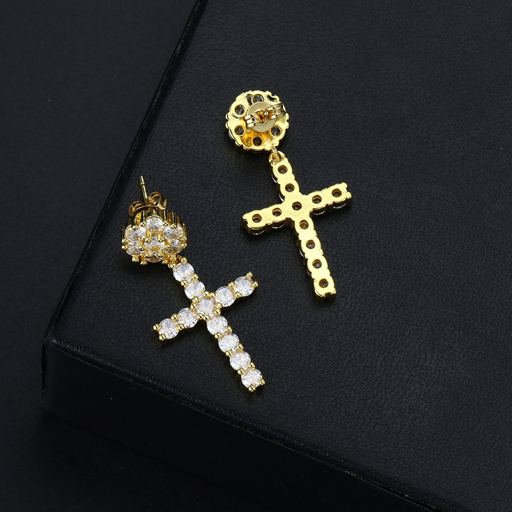 Choucong Hip Hop Dangle Earrings Luxury Jewelry 925 Sterling Silver Gold Fill Round Cut 5A Cubic Zircon CZ Diamond Elegant High Quality Party Woemn Cr
