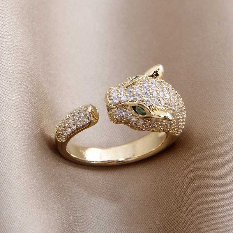 2023 New Zircon Animal Adjustable Ring Suitable for Women Exquisite Jewelry Wedding Leopard Crystal RingXJ250327