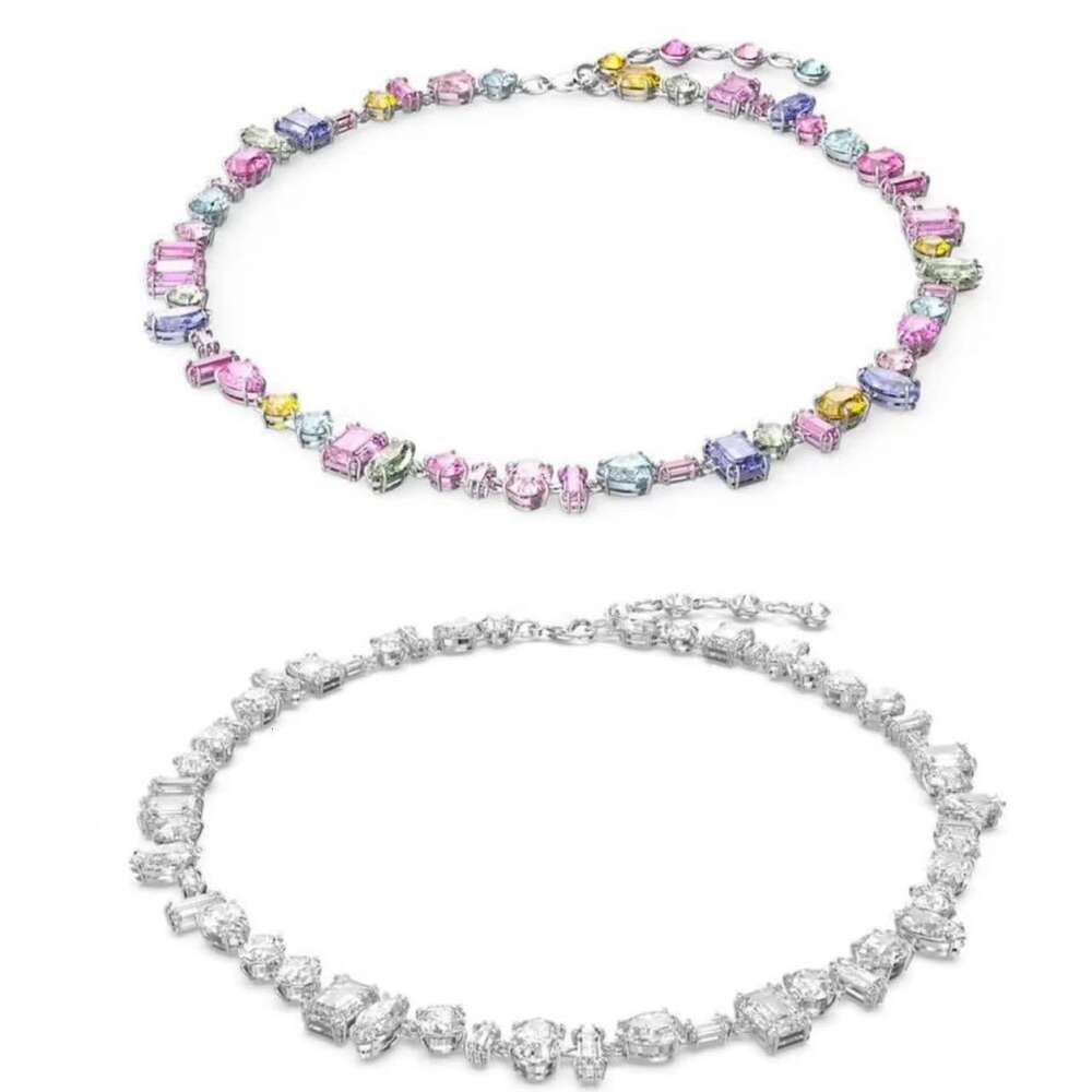 Designer Jewelry Flowing Light Colorful Candy Necklace for Women Using Swallow Element Crystal Rainbow White Snake Bone Chain