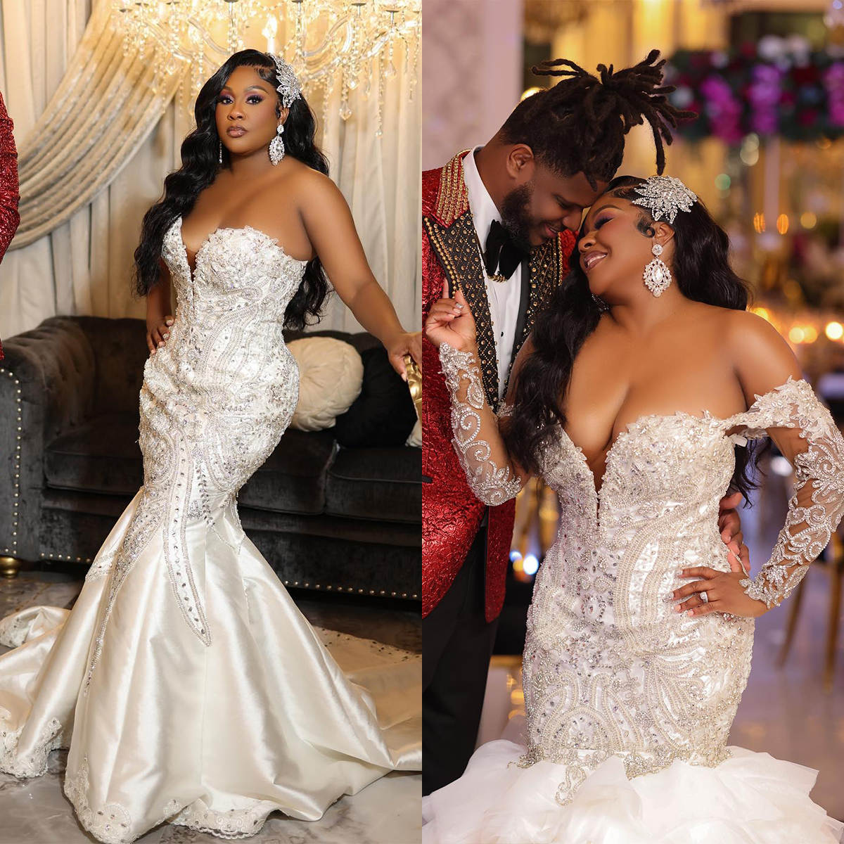 Vintage Dubai Saudi Arabia Mermaid Wedding Dresses Sexy Sweetheart Neck Sequins Beading Ruffles Bridal Gowns Custom Made Appliques Bride Dress