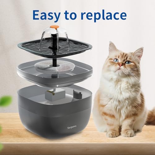 SARPAWS 8 Pack Replacement Filters & 8 Pack Pre-Filter Sponges Set u2013 Official Replacement Filters for Sarpaws Cat Drinking Water Fountains Dog