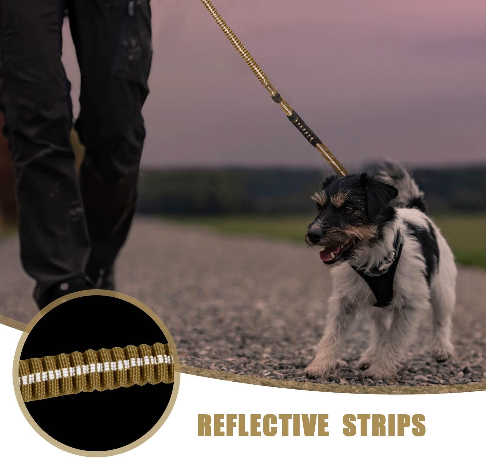 Raipult Heavy Duty Tactical Bungee Leash, 4-6FT No Pull Dog Leash Quick Release Carabiner, Reflective Shock Absorbing Leashes with Car Seatbelt for Me