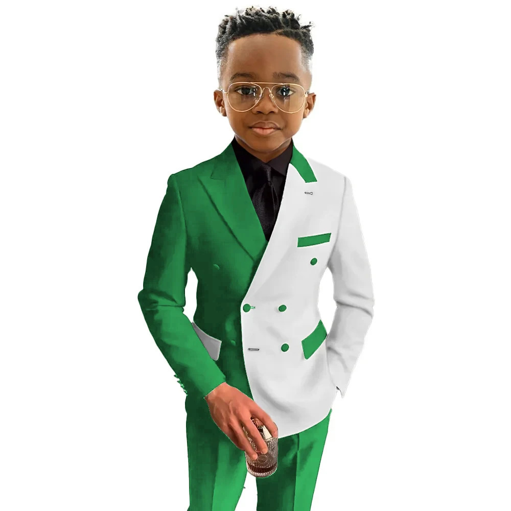 Boys Suit Jacket Pants 2 Pieces Wedding Double Breasted Blazer Set Slim Fit 3-16 Years Old Clothes for Child Tuxedo Kids Fashion 241126