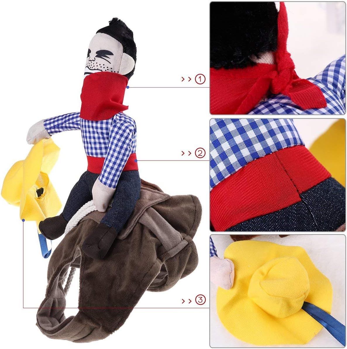 ISMARTEN Cowboy Rider Dog Dogs Outfit Knight Style with Hat Pet Costume for Halloween Day