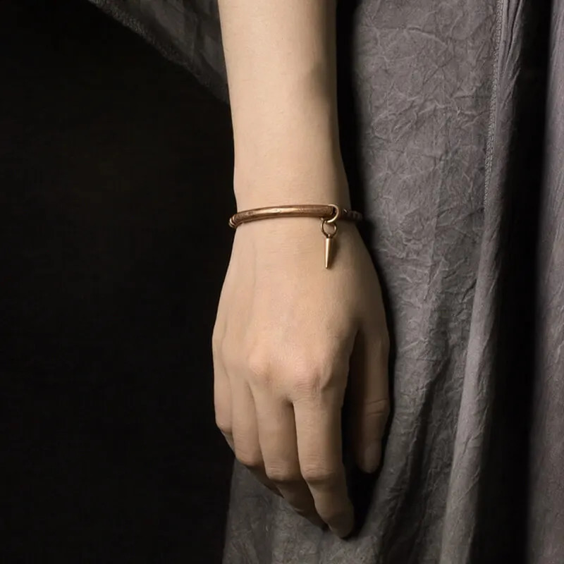 4PX Hammered Pure Copper Bracelet Retro Processed Oxidized Street Rock Style Metal Vajar Unisex Men Women Gift Jewelry 241127 - view 6