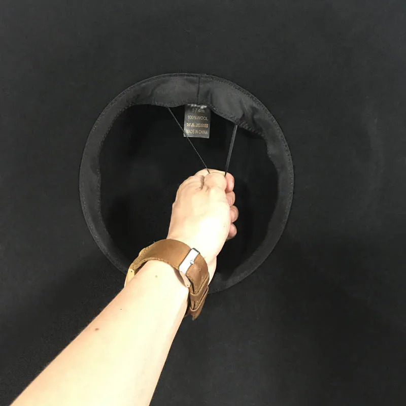 Womens 16cm wide Brim wool felt hat chic cork hat warm winter Trilby hat satin bow church dress wedding Fedora jazz hat 241127