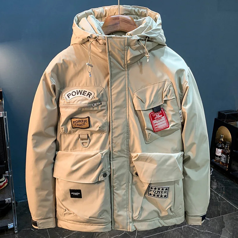 Outdoor ColdResistant Tooling down Jacket Mens Winter Hooded Fashionable HighEnd White Duck Warm Coat 241112