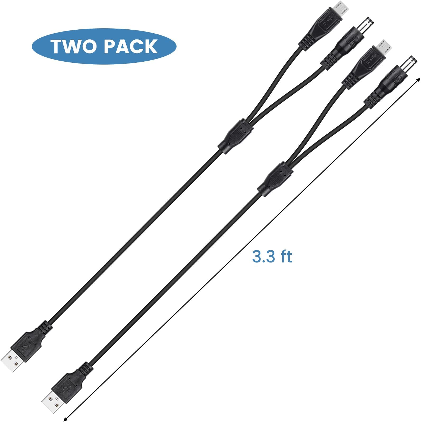 2-Pack Charger Cord for Bousnic Dog Shock RS2A and RS2B, 2-in-1 Training Collar USB Charging Cable