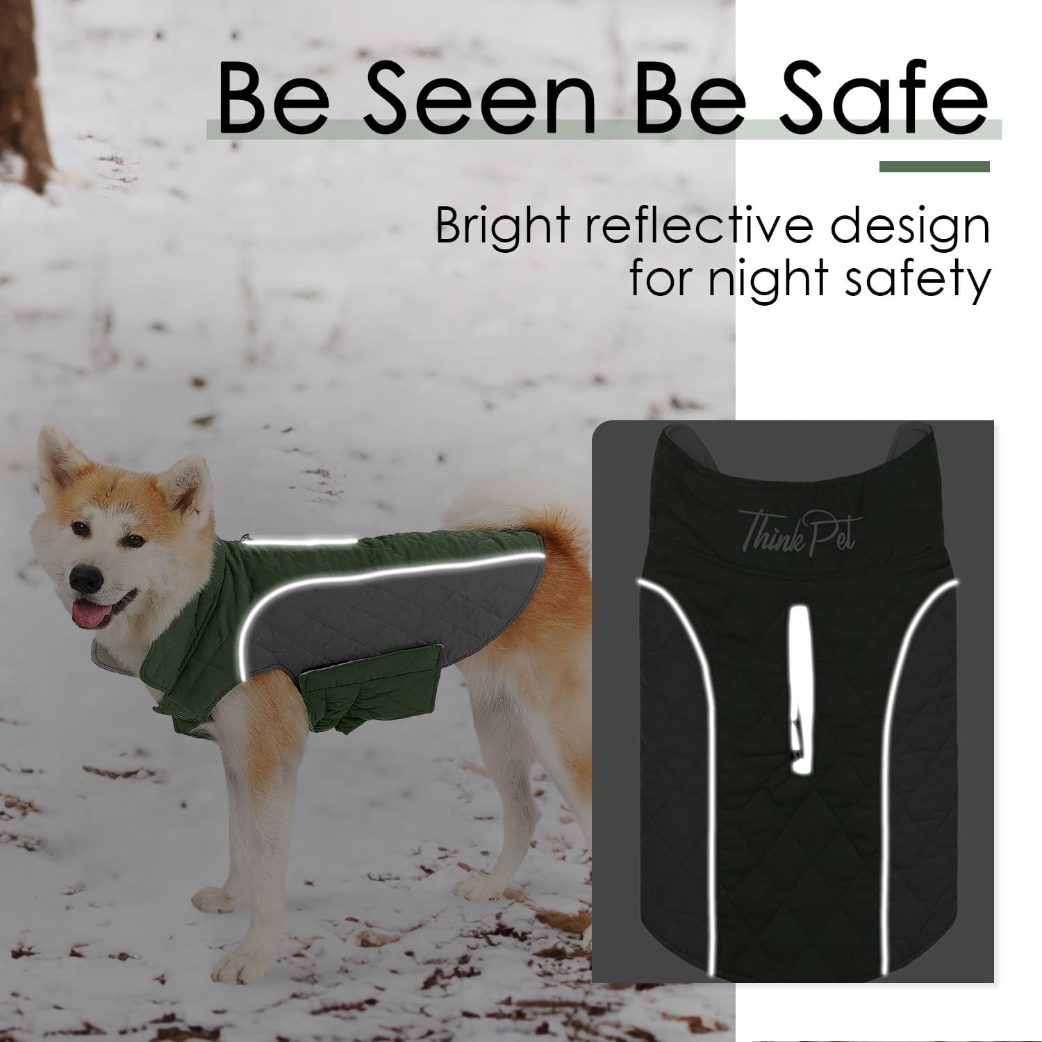 ThinkPet Cold Weather Coats - Cozy Waterproof Windproof Reversible Winter Dog et, Thick Padded Warm Coat Reflective Vest Clothes for Puppy Small Mediu