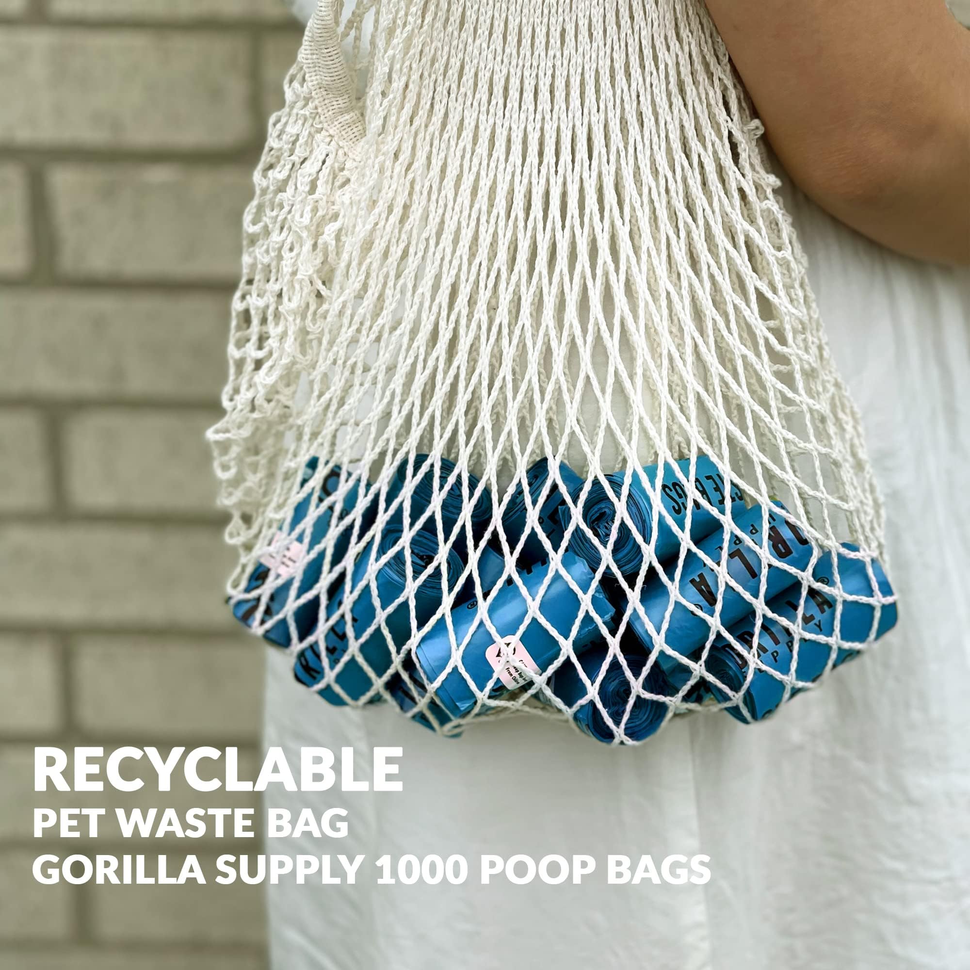 GORILLA SUPPLY Dog Poop Waste Bags with Dispenser and Leash Tie, 9 x 13 ,ed, 1000 Count