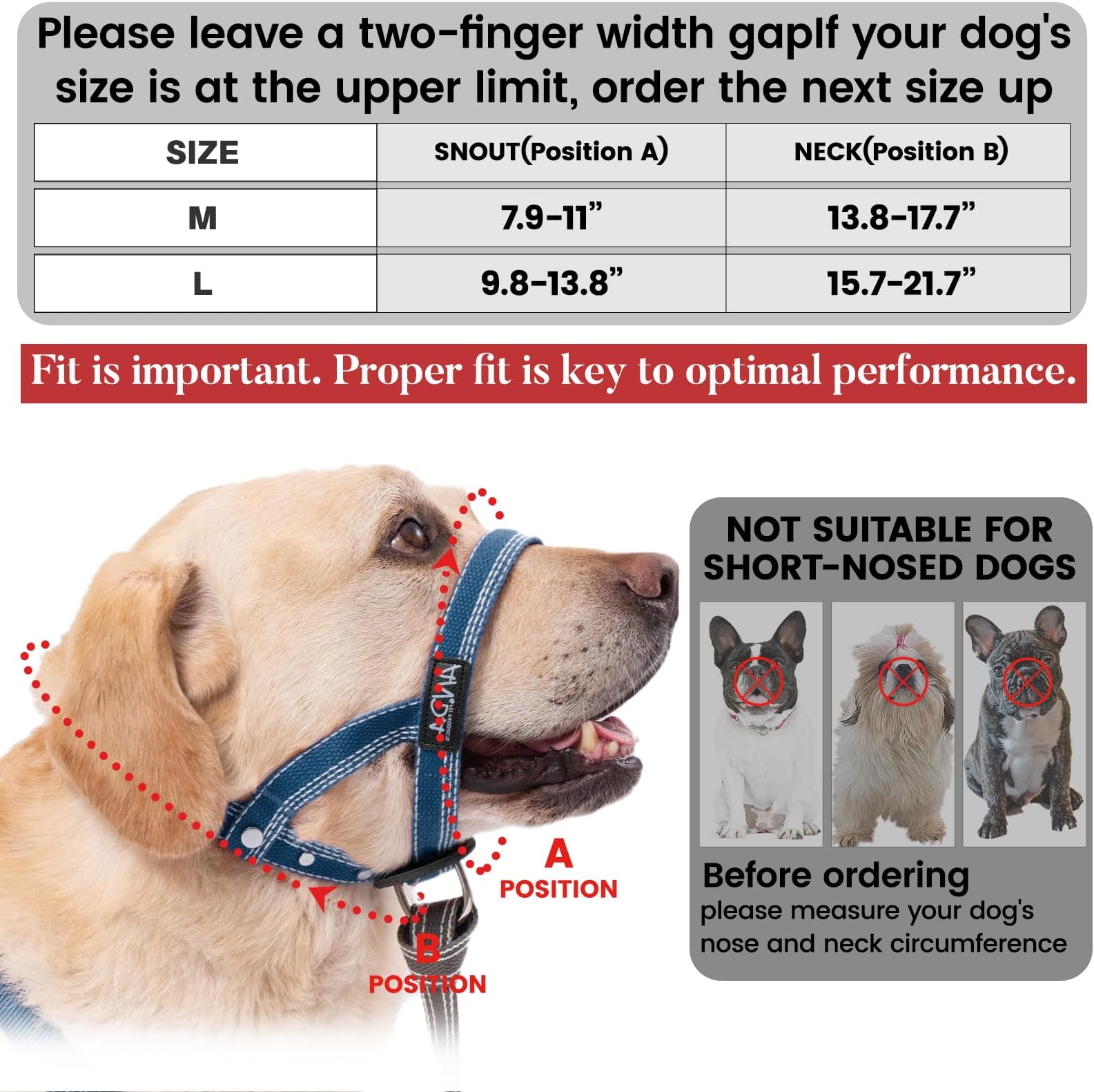 ANDA Gentle Leader Ultra-Light No-Pull Dog Headcollar: Adjustable, Breathable Comfort, Prevents Explosive Rushes, Ideal for Daily Use