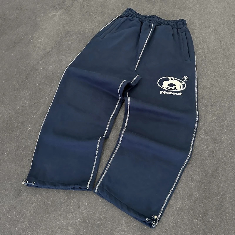 Y2K Man Pants Cargo Joggers vintage Casual Embroidered Cotton sweatpants Men Women fashion Wide Leg merican Streetwear 241126