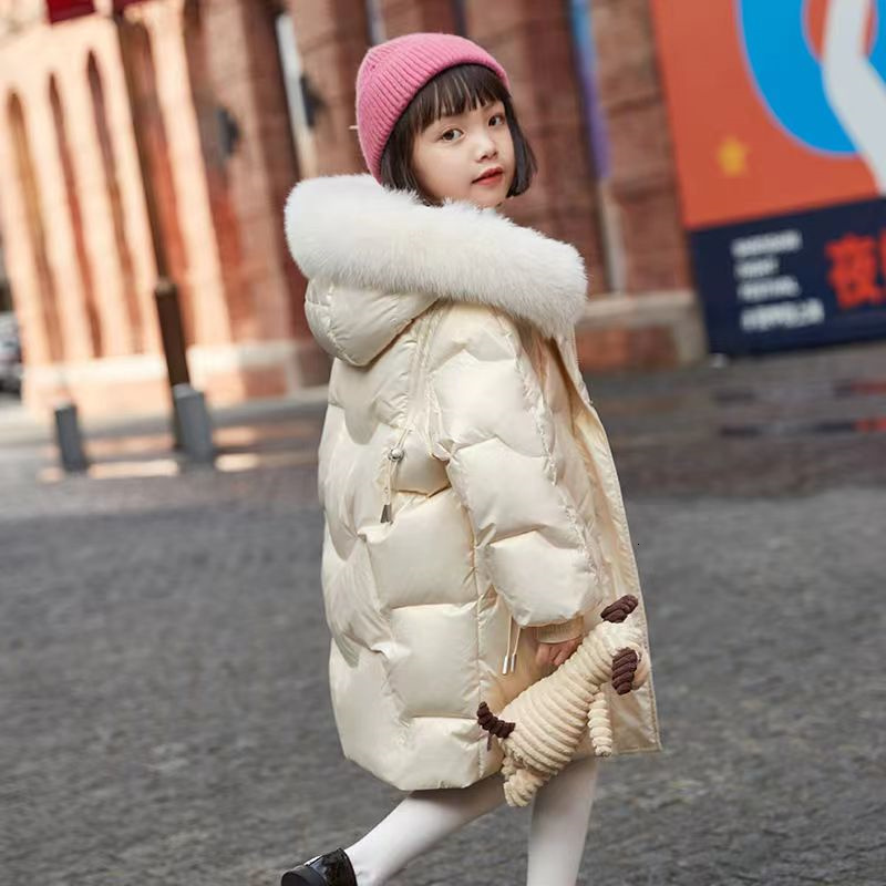 Girls Thicken Warm Jackets Kids Glossy Casual Outerwear Fashion Hooded Coats Teenager Cotton Overcoat Children Winter Parkas