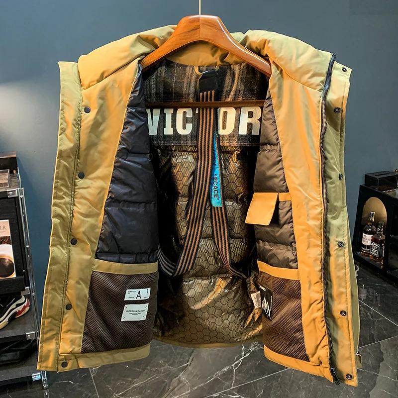 Outdoor ColdResistant Tooling down Jacket Mens Winter Hooded Fashionable HighEnd White Duck Warm Coat 241112