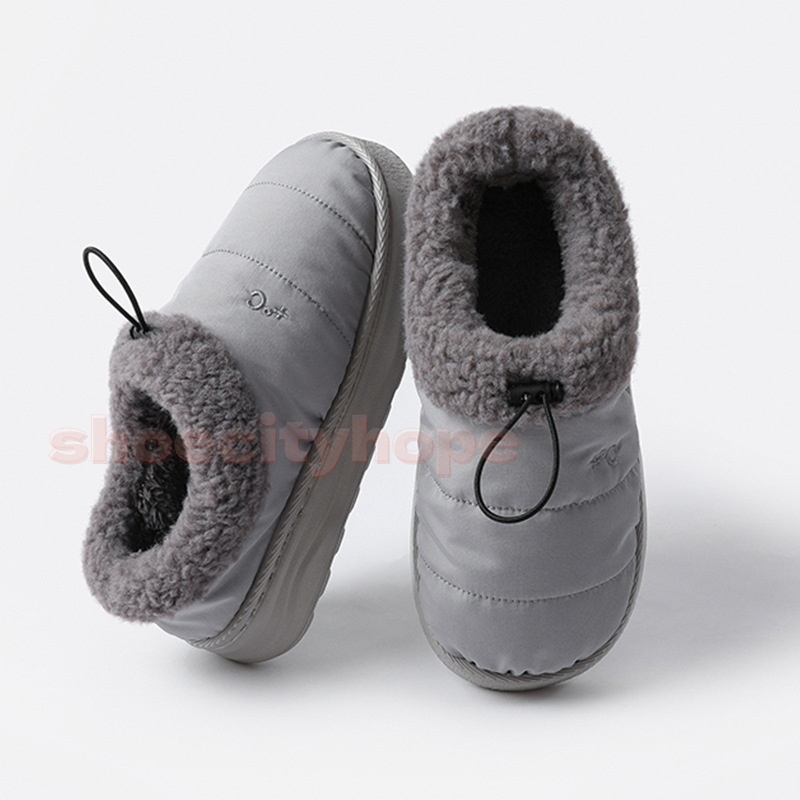 Winter Drawstring slipper mens Calfskin Fur Loafers Slippers white khaki grey brown pink green womens snow boots kids casual booties boy girls designe