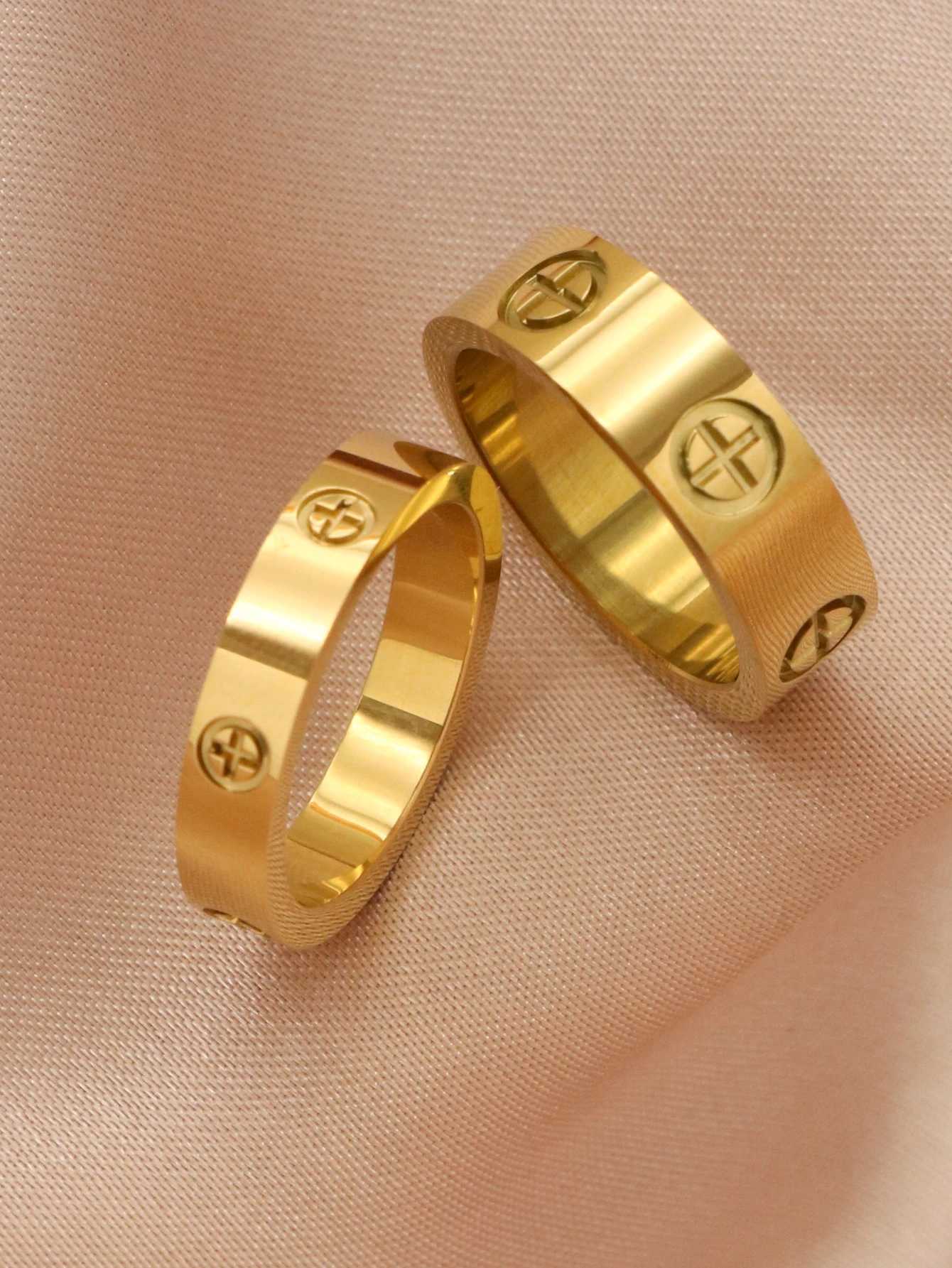 1 Piece Fashion Classic Cross Stainl Steel Rings For Women Men Gold Color Luxury Jewelry Wedding GiftXJ241127