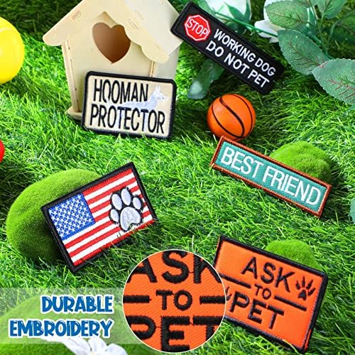 12 Pieces Patches Removable Tactical Harness Set Service Embroidered in Training Animal Working Dog Patch for Vest Harnesses Collars Leashes Free ship