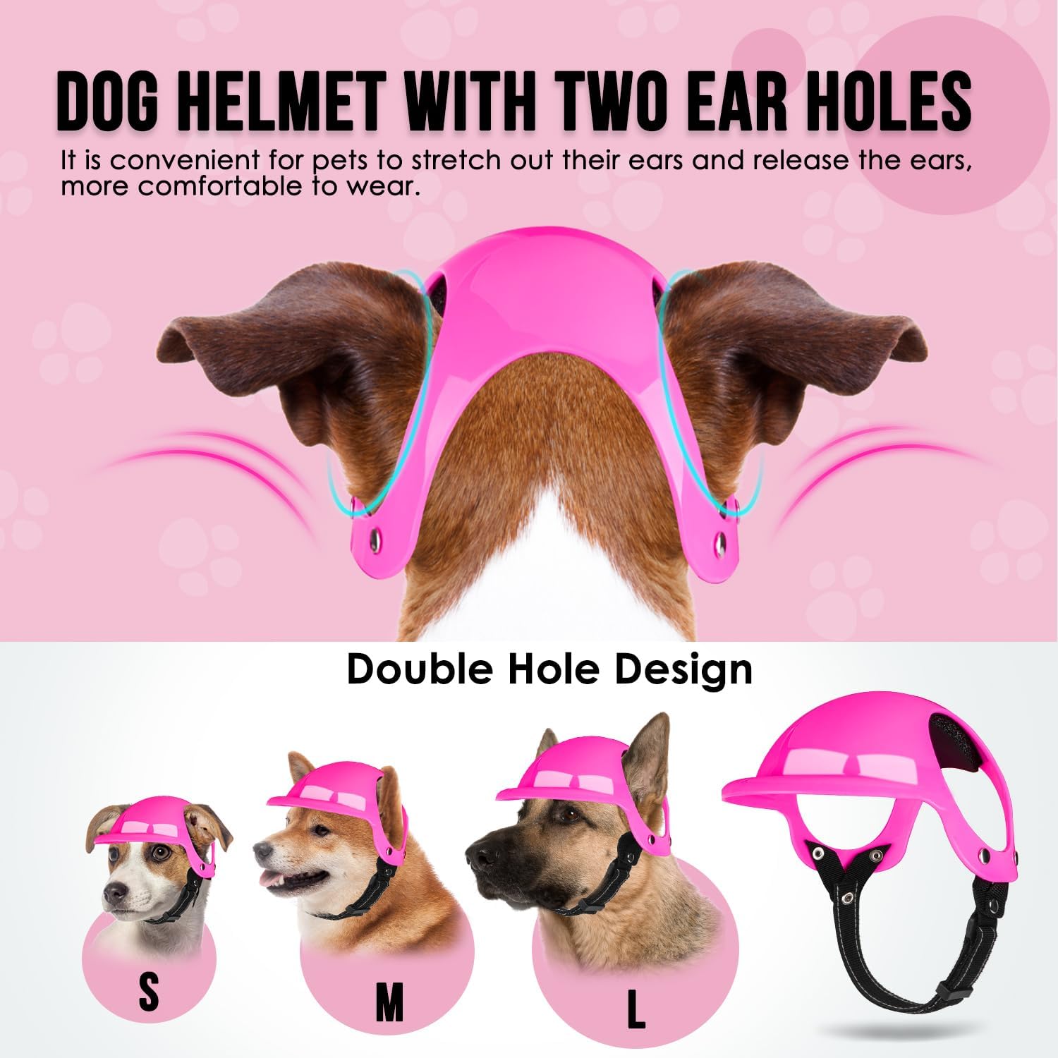 SlowTon and Goggles - UV Protection Doggy Sunglasses Dog Glasses Pet Motorcycle Helmet with Ear Holes Adjustable Belt Safety Hat for Medium Large Dogs