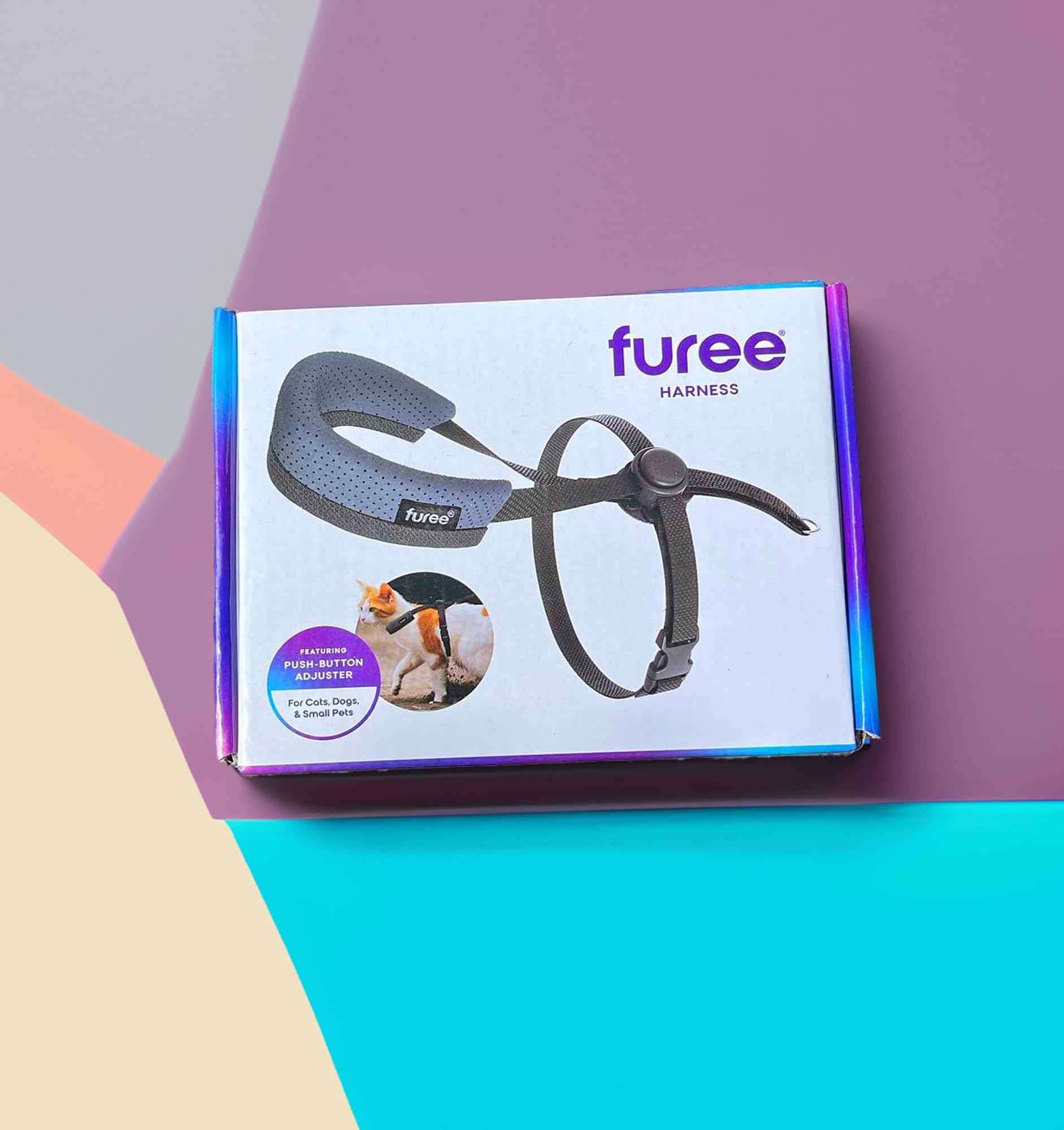 Furee Push-Button Adjustable Harness for Cats, Non-Bulky, Escape-Proof, Anti-Flop Over, Fully Adjustable Harness for Pets, Also for Small Dogs, Bunnys