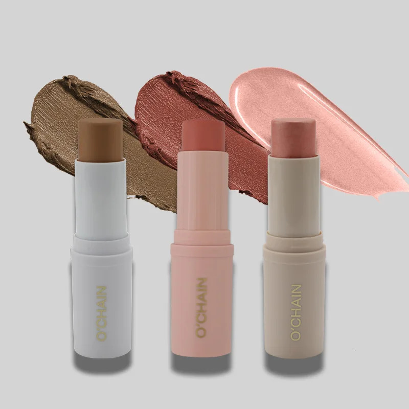 3Pcs Highligter Blush Contour Makeup Stick Face Brown Bronzer Contour Stick Face Foundation Makeup Pen Lasting Smooth Contour 240412
