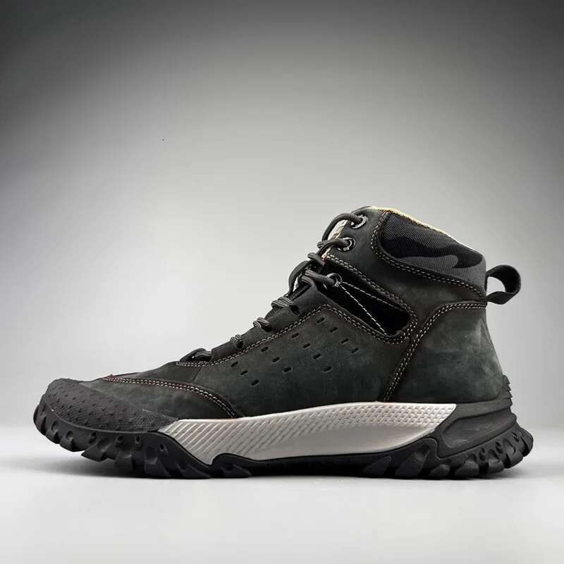 Men New Genuine High Tops Casual Sport Hiking Shoes Outdoor Sneakers Hot Skidproof Cow Leather Climbing Boots