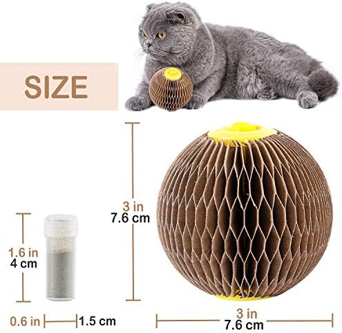 AREIIA Catnip Ball Toy for Cats Catnip Refillable Scratcher Ball Kitty's Faithful Playmate Reduce Obesity and Loneliness CSB01BR