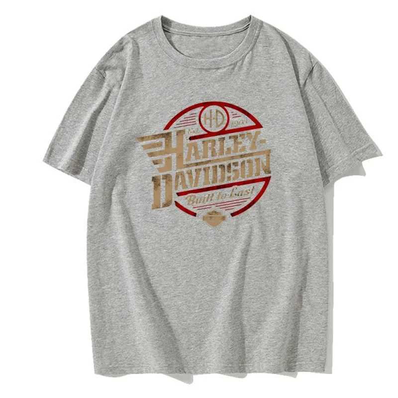 Men's T-Shirts Mens Motorcycle Harley Sports Davidson T-shirt Pure Cotton Summer Vintage Crewneck Extra Large T-shirt Mens and Womens Wear J24042