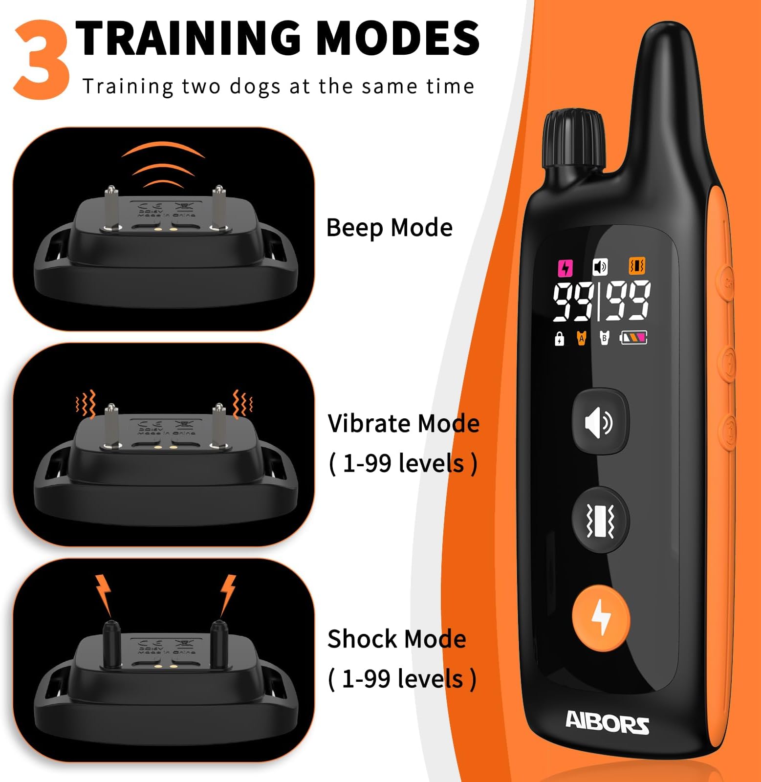 Remote - 4000Ft Dog Training Collar Small Medium Large 10-120lbs, Waterproof Rechargeable E Collars for 2 Dogs with Beep Vibration and Humane Shock (1