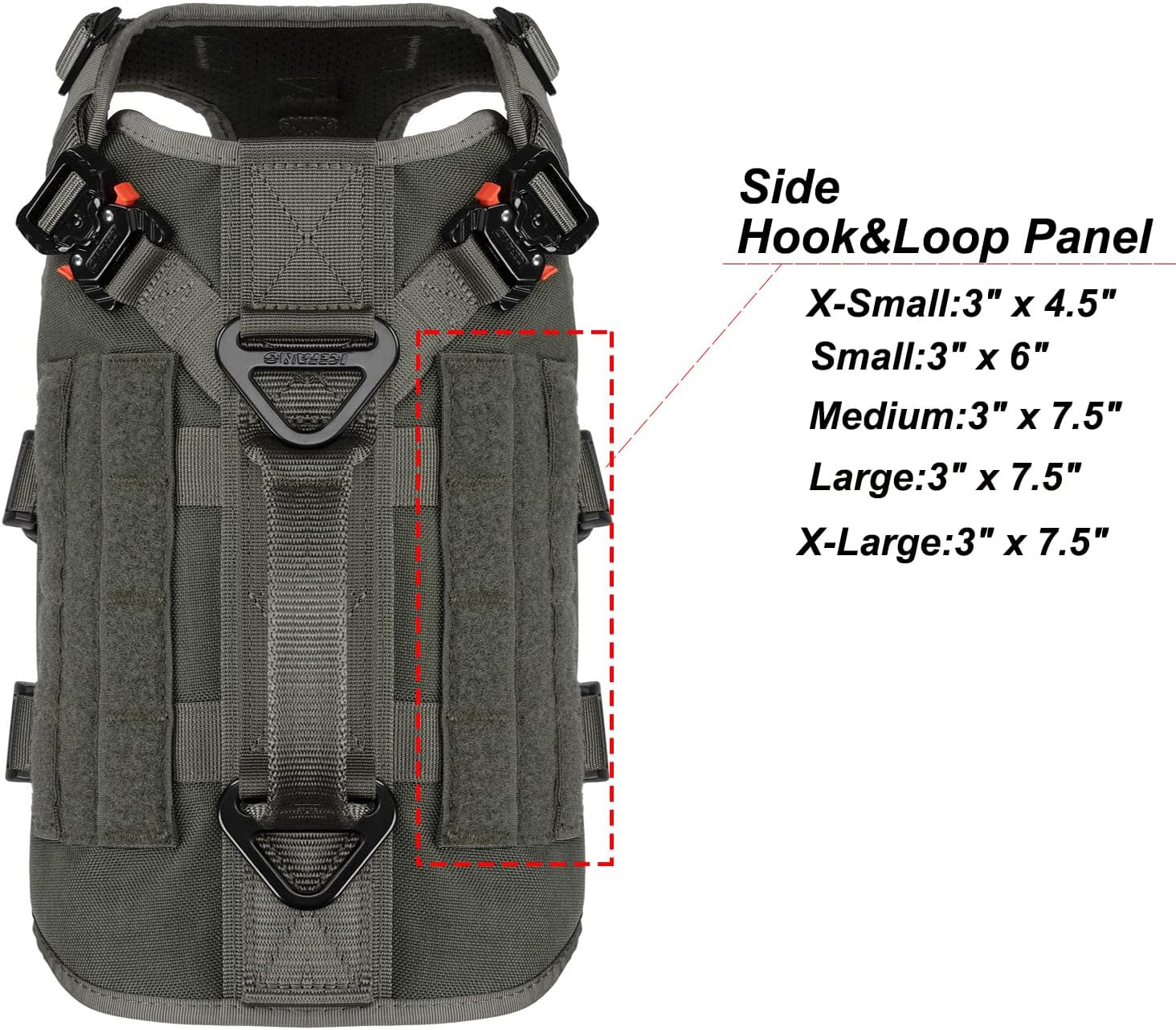 ICEFANG GN3 Tactical Dog Harness 6X Buckle,Dog Molle Vest with Handle,3/4 Body Coverage,Hook and Loop Panel for ID Patch,No Pulling Front Clip (L (28 