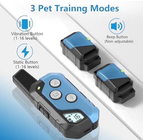Snsng Shock Remote Control, for 2 Dogs, Waterproof Dog with Remote, 3 Modes, Rechargeable Electric Training Collar Breed